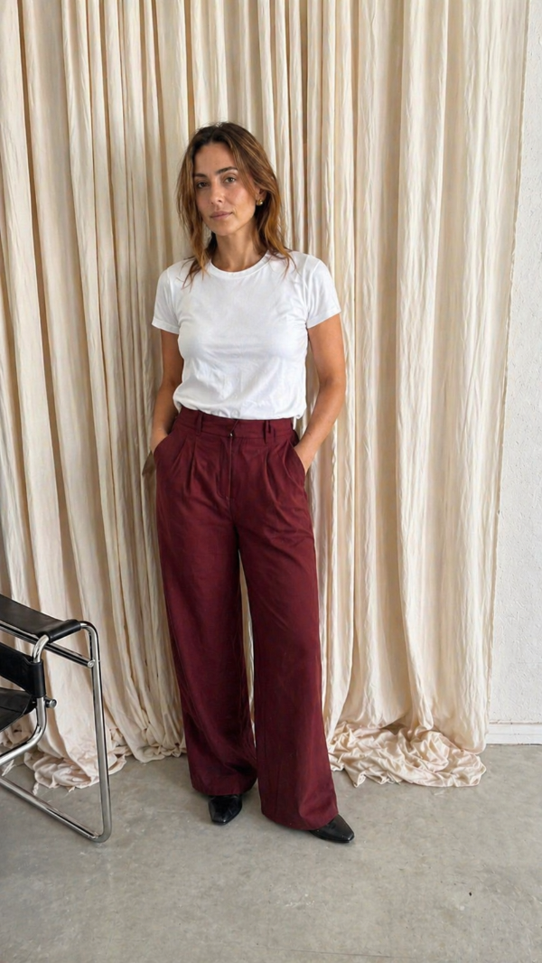 Producto - Pantalón sastrero Venecia Liso Bordo