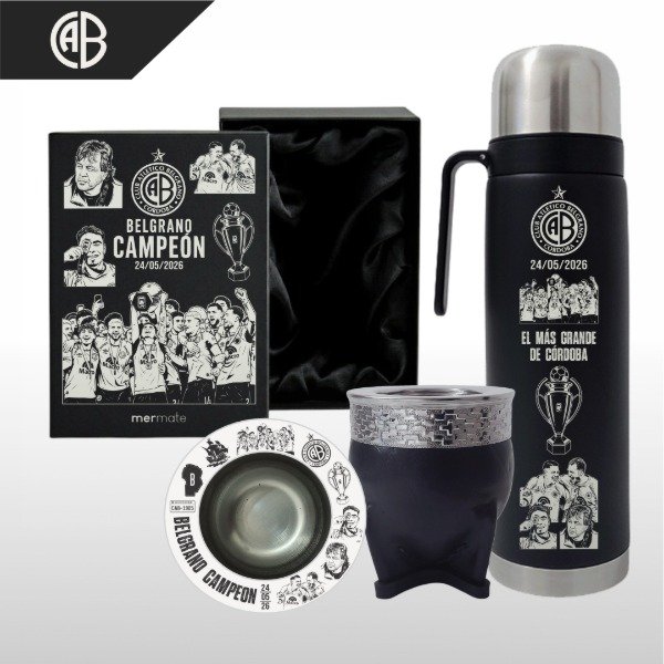 Producto - SET DE MATE + BOX PERSONALIZADO + TERMO MEDIA MANIJA BELGRANO CAMPEÓN V2 - 6