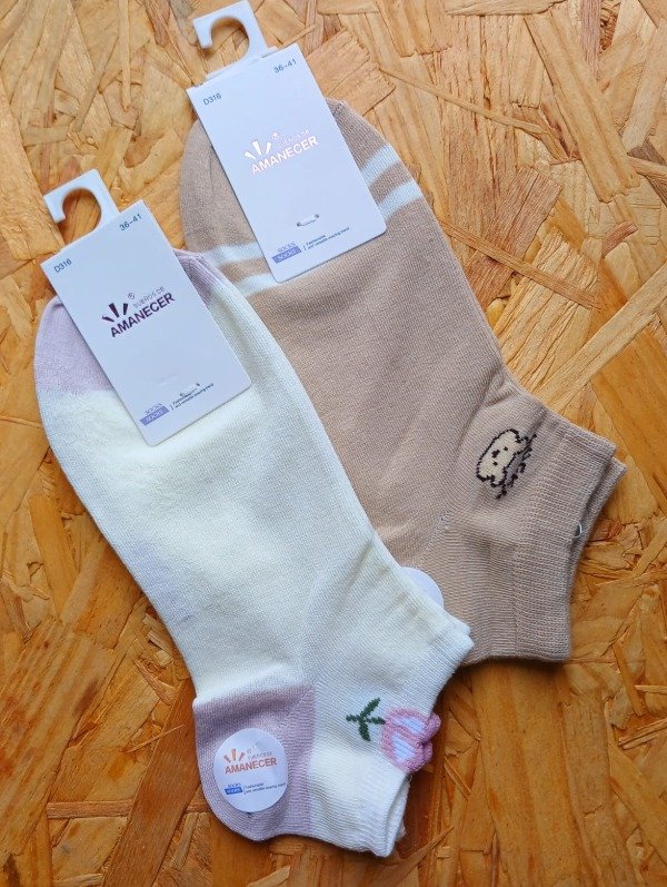 Producto - PACK MEDIAS ADULTO BEIGE OSITO+CRUDO FLORCITA