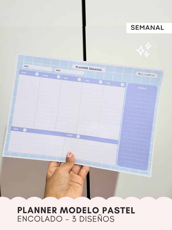 Producto - PLANNER SEMANAL MODELO PASTEL - encolado