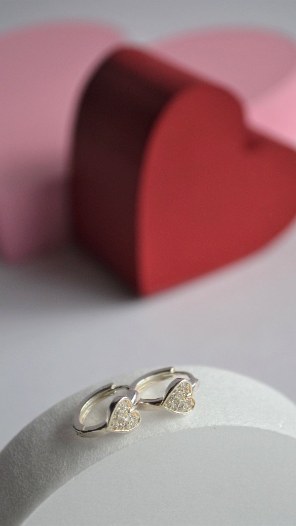 Producto - Aros argollas corazón de plata 925