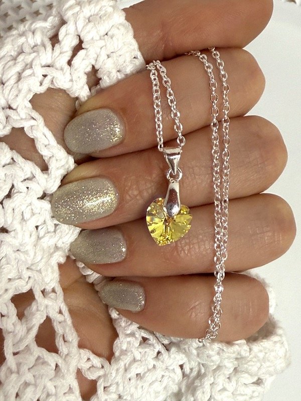 Producto - CB570 Collar corazón cristal tornasolado acero blanco 45cm