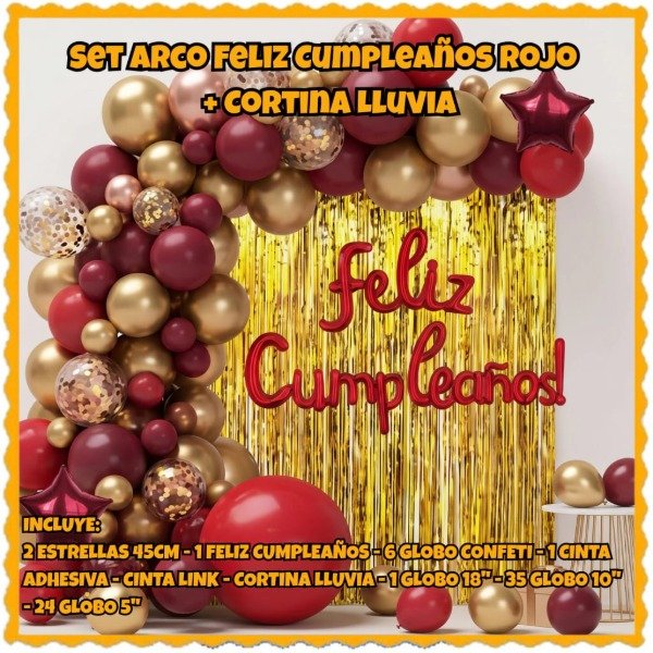 Producto - Set de globos rojo/oro