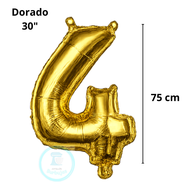 Producto - Globo N. 4 Metalizado 30" (75 cm) DORADO x1