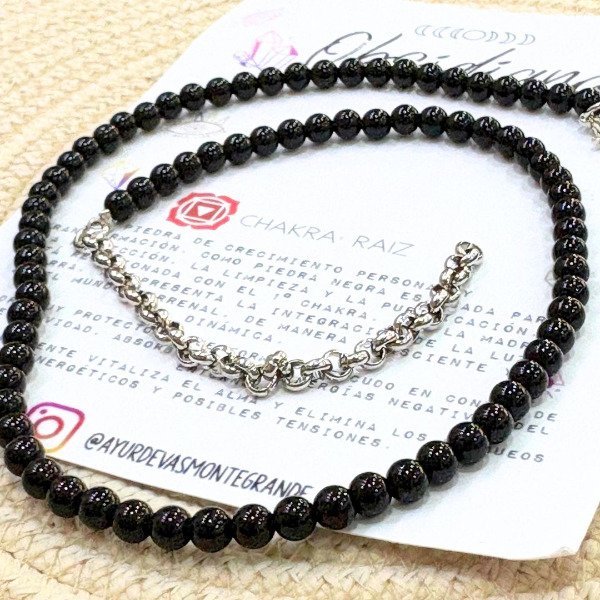 Producto - Collar bolitas de Obsidiana negra