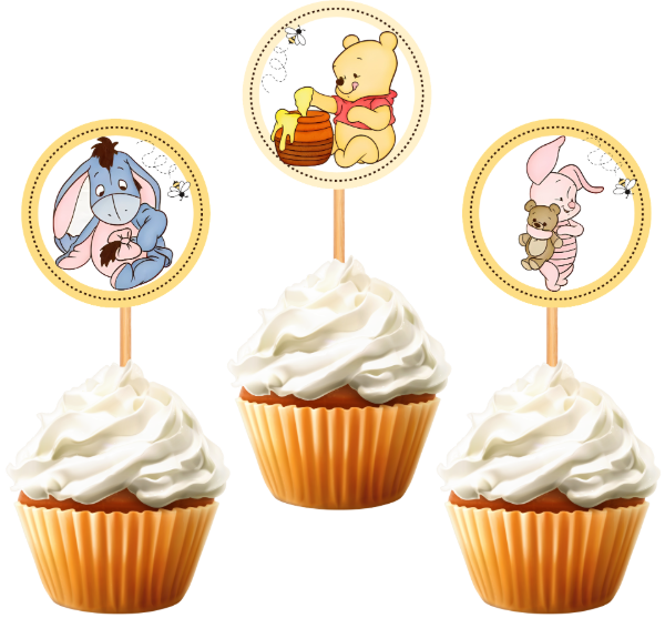Producto - TOPPER CUPCAKE WINNIE POOH X 10
