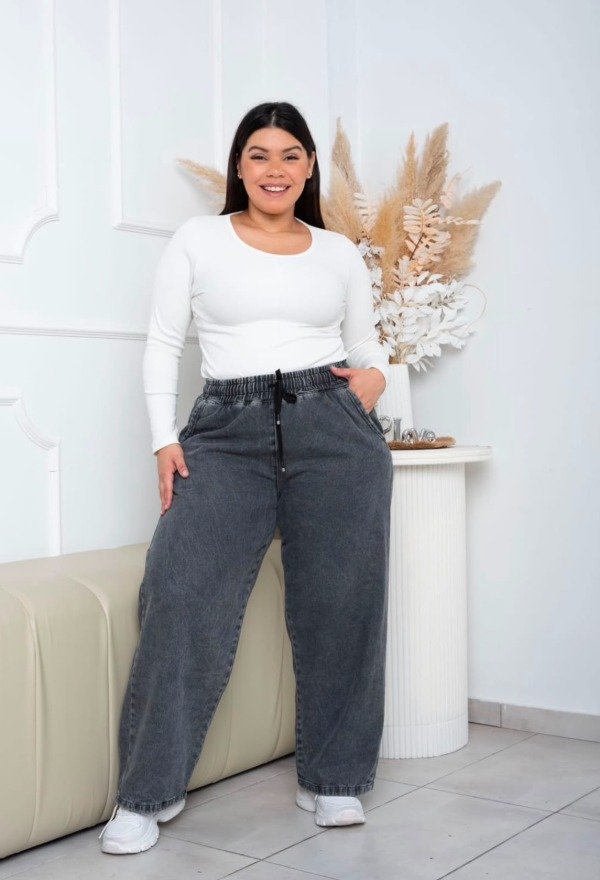 Producto - WIDE LEG CON ELASTICO COLOR GRIS
