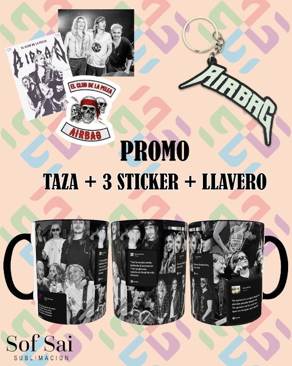 Producto - TAZA AIRBAG CON LLAVERO Y STICKERS DE REGALO