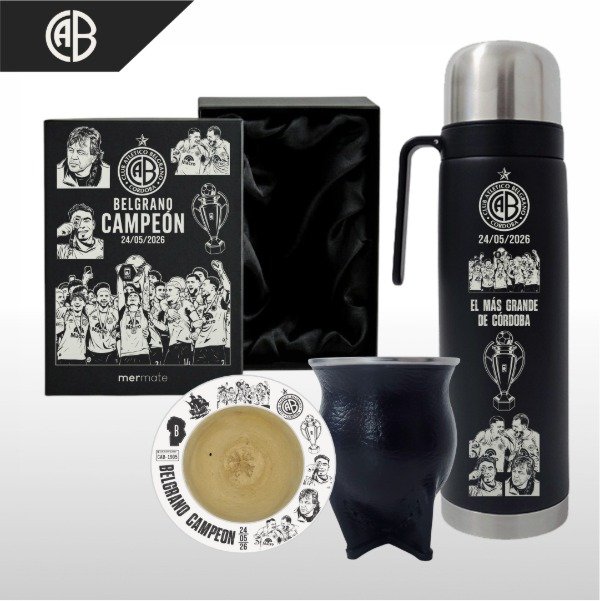 Producto - SET DE MATE + BOX PERSONALIZADO + TERMO MEDIA MANIJA BELGRANO CAMPEÓN V2 - 3