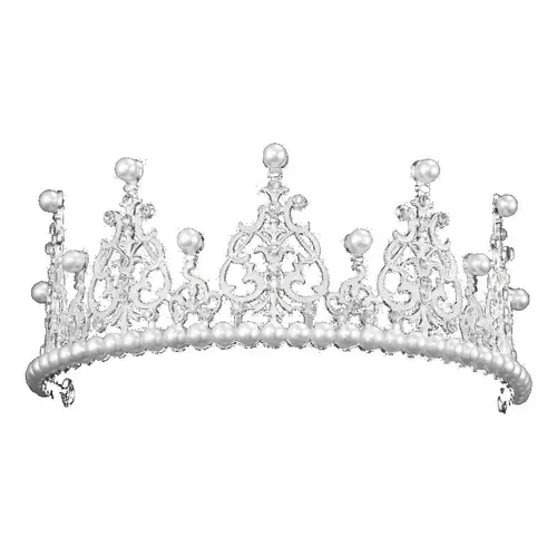 Producto - Corona plateada metal  con perlas