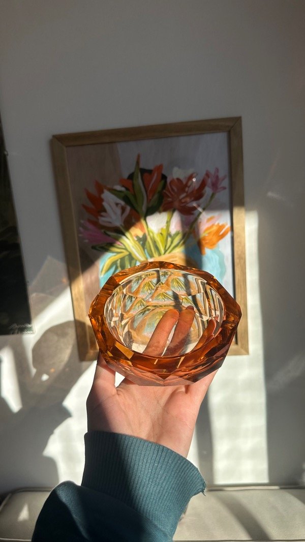 Producto - Cenicero cristal checoslovaco ámbar