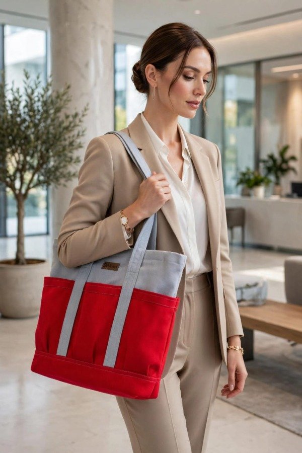 Producto - Bolso "Urbana" beige y rojo - 0