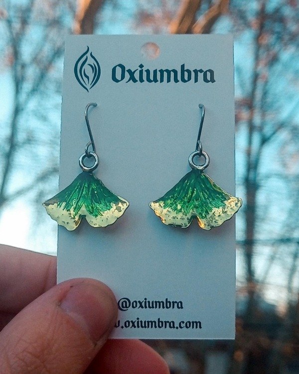 Producto - Aros Ginkgo Verde (bronce)