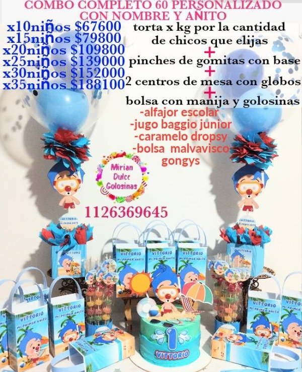 Producto - Combo cumpleaños 60 Plim Plim pool party