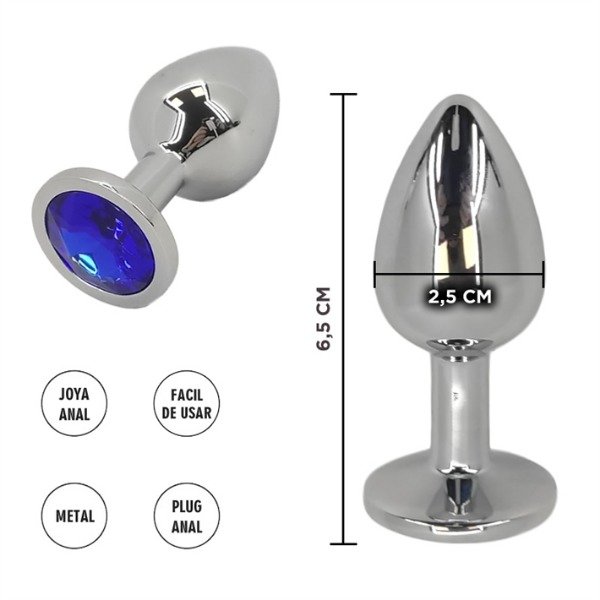 Producto - Plug Anal Metálica Con Piedra Azul