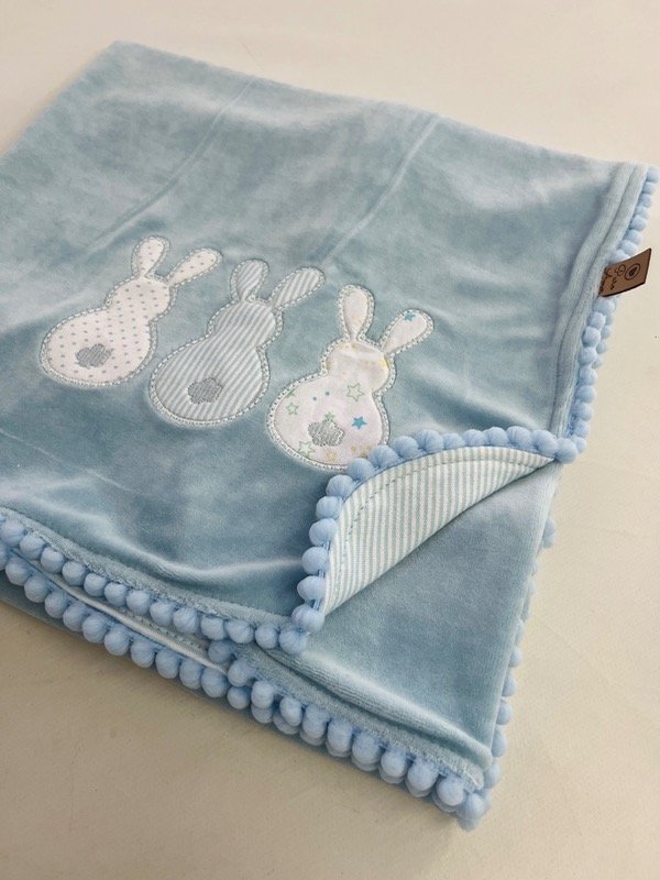 Producto - Manta conejos celeste