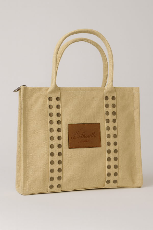 Producto - BOLSO "TACHAS"  BEIGE/ART GO 8J. LINEA CAPRICHO URBANO NUEVA COLECCIÓN