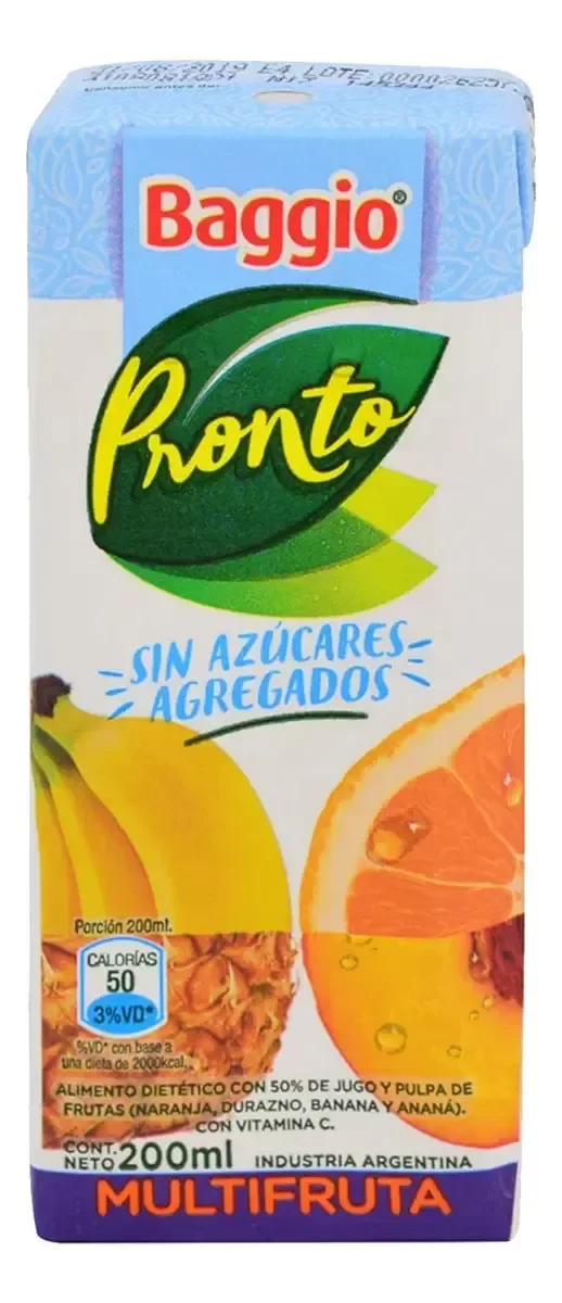 Producto - pronto sin azucar multifruta 200ml [BAGGIO]