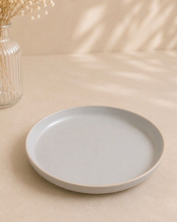 Producto - PLATO PLAYO GRIS BORDE NATURAL 26cm