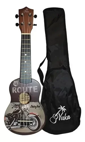 Producto - YUKA Ukelele soprano con funda diseño moto