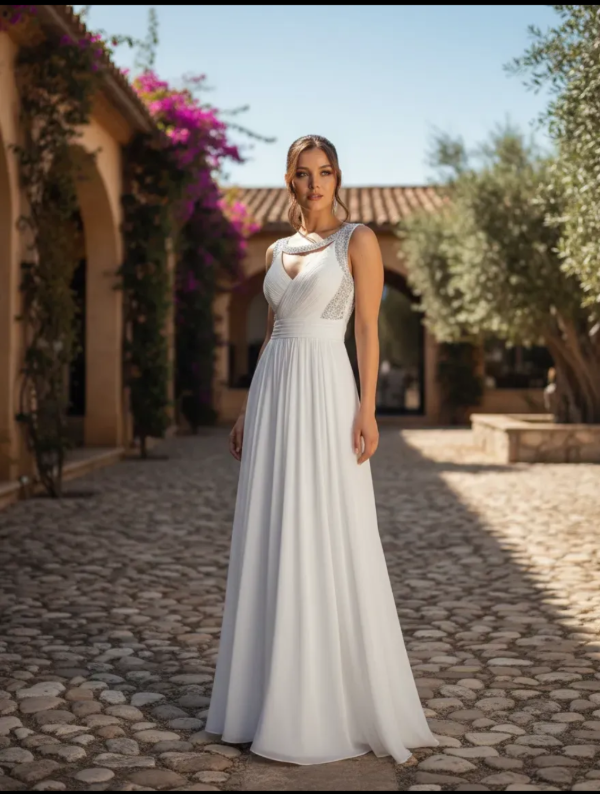Producto - Vestido Largo Novias Blanco con Strass - 7