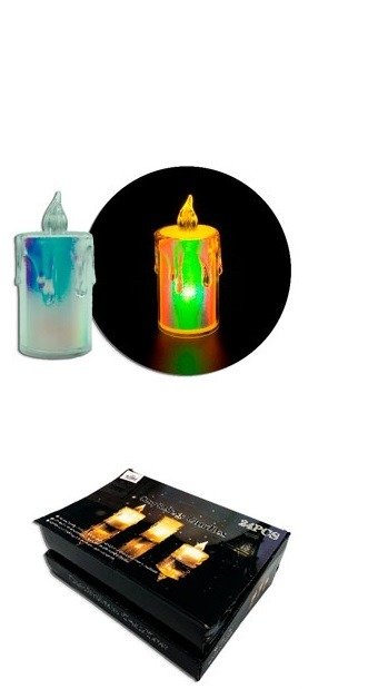 Producto - Velas de Noche Cristal Baja 8 cm Tornasolada Calida
