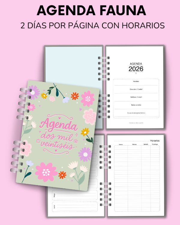 Producto - AGENDA FAUNA - 2 días por página