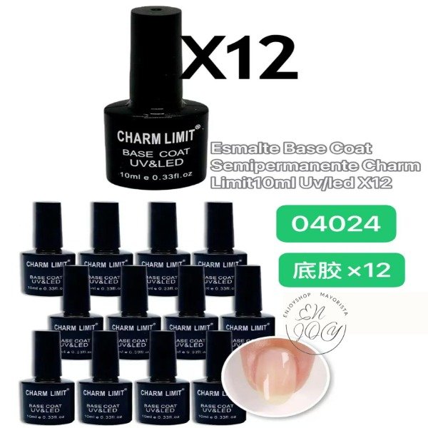 Producto - CAJA X12 Esmalte Base Coat Semipermanente CharmLimit 10ml Uvled 04024