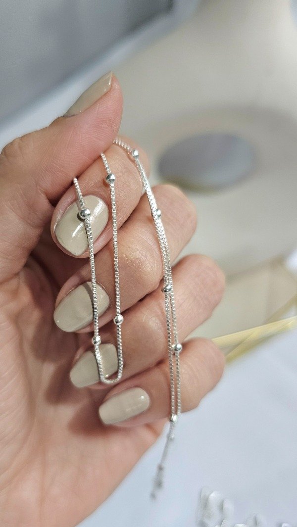 Producto - Cadena veneciana cuadrada con bolitas 45cm. Plata