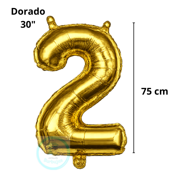Producto - Globo N. 2 Metalizado 30" (75 cm) DORADO x1