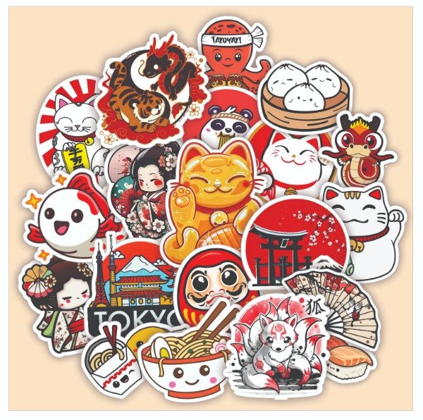Producto - Pack 20 Stickers Vinilo Uv Premium - Oriental