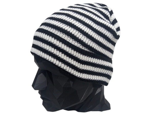 Producto - GORRO Rayado con Puño BLANCO/NEGRO