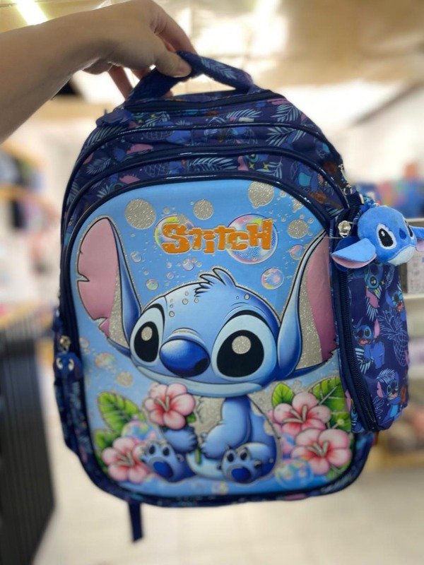 Producto - Mochila Stitch oficio, con cartuchera y llavero 3D