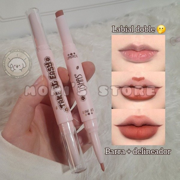 Producto - Labial 2 en 1: delineador + barra Ushas "Take It Easy"