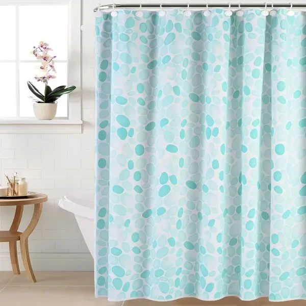 Producto - Cortina De Baño  + Ganchos Piedras Aqua