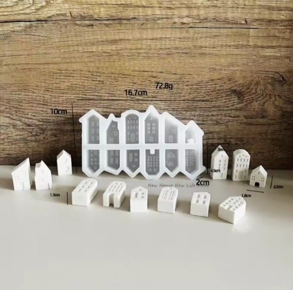 Producto - Molde silicona x12 mini casitas y edificios - 5