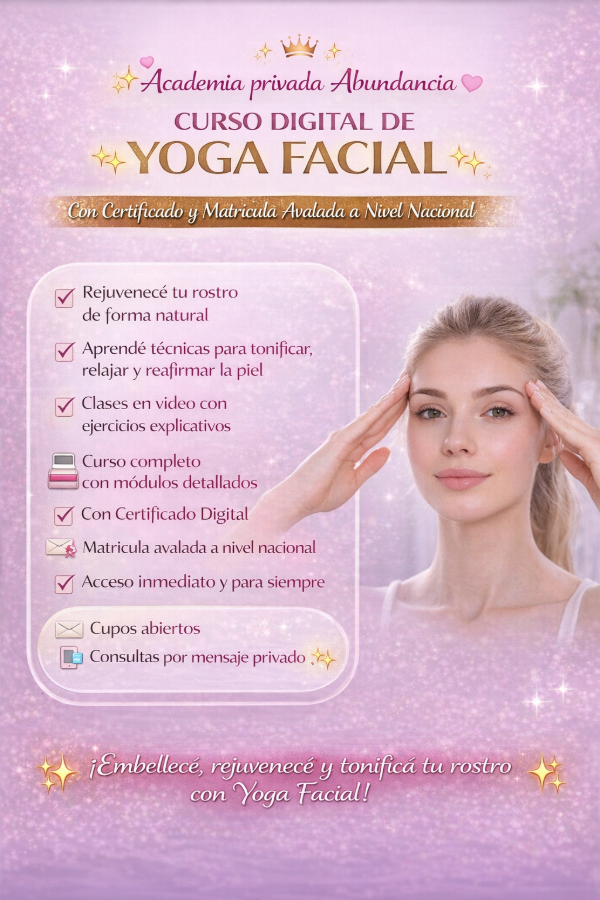 Producto - CURSO DIGITAL DE YOGA FACIAL CON CERTIFICADO Y MATRÍCULA AVALADA
