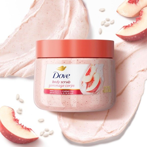 Producto - Dove White Peach and Crushed Rice Body Scrub 425g