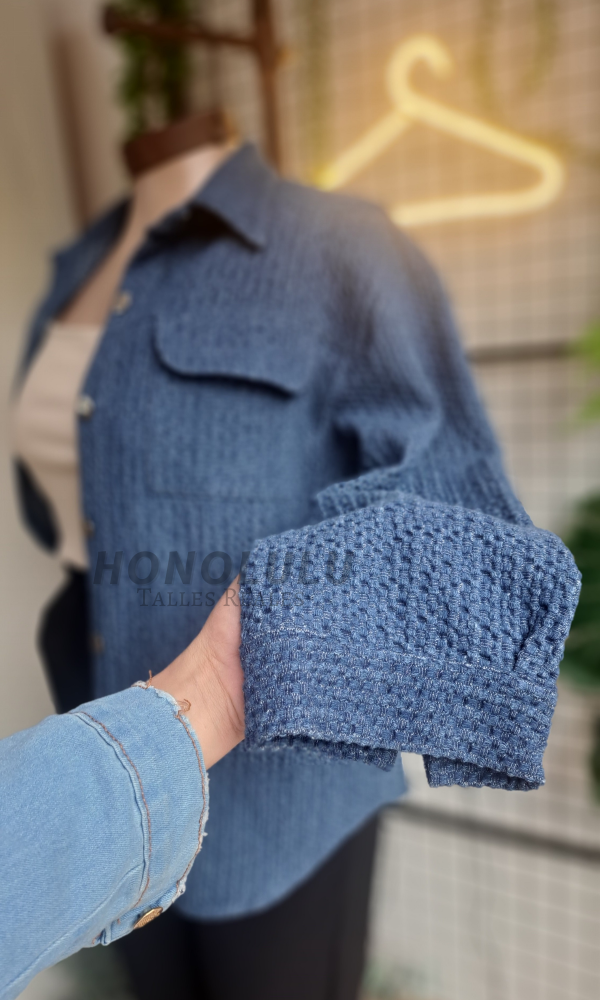 Producto - ULTIMO! Camisaco de Jean texturado Azul