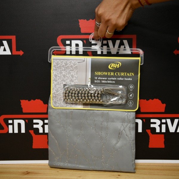 Producto - CORTINA DE BAÑO 1.80X1.80MTS + GANCHOS 53373