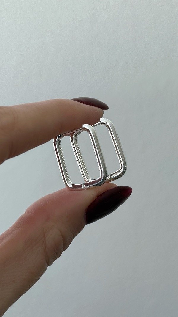 Producto - Argollas forma rectangular finas 2cm ACERO BLANCO - 0