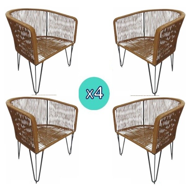 Producto - Sillón Gervasoni ( 4 unidades) en Hierro - Símil Yute