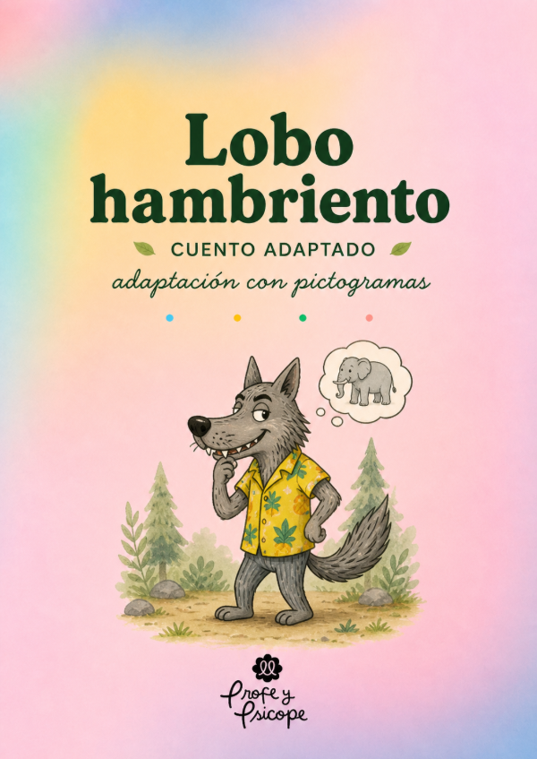 Producto - Lobo hambriento cuento adaptado con pictogramas para TEA y TEL