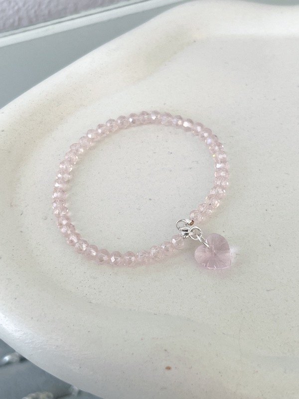 Producto - Pulsera cristal rosa y dije swarovsky