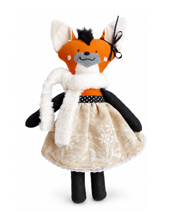 Producto - Muñeco de apego Aguará Guazú con vestido :: Compañero artesanal de tela - 0