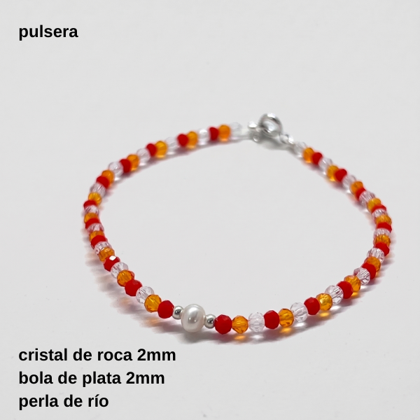 Producto - PULS #FP - Pulsera cristal de roca 2mm y perla de río (DOLAR)