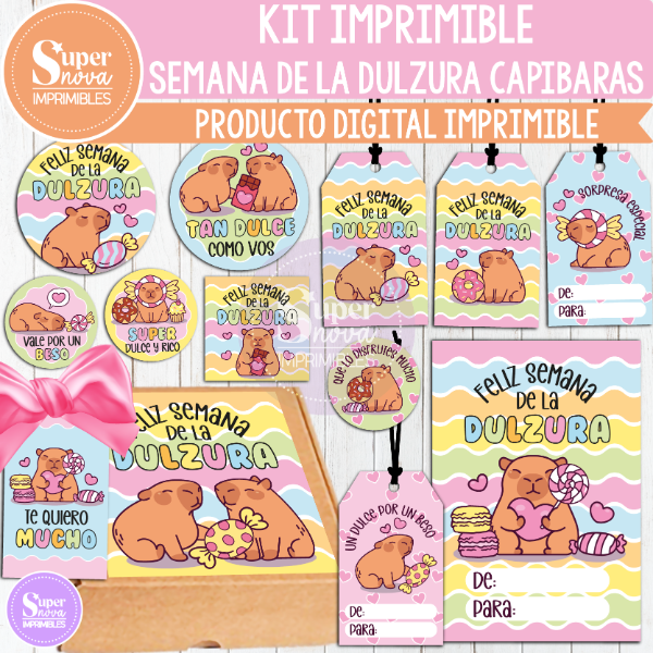 Producto - KIT IMPRIMIBLE SEMANA DE LA DULZURA CAPIBARAS