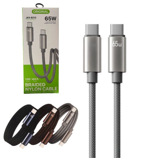 Producto - CABLE USB TIPO C A TIPO C 65W JKX-B213BRAIDED NYLON
