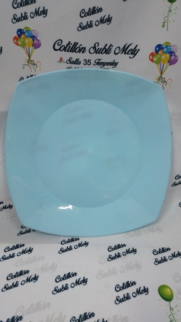 Producto - PLATO CUADRADO DE 22CM APTO PARA MICROONDAS COLOR CELESTE