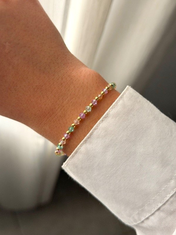 Producto - Pulsera dorada cristal multicolor